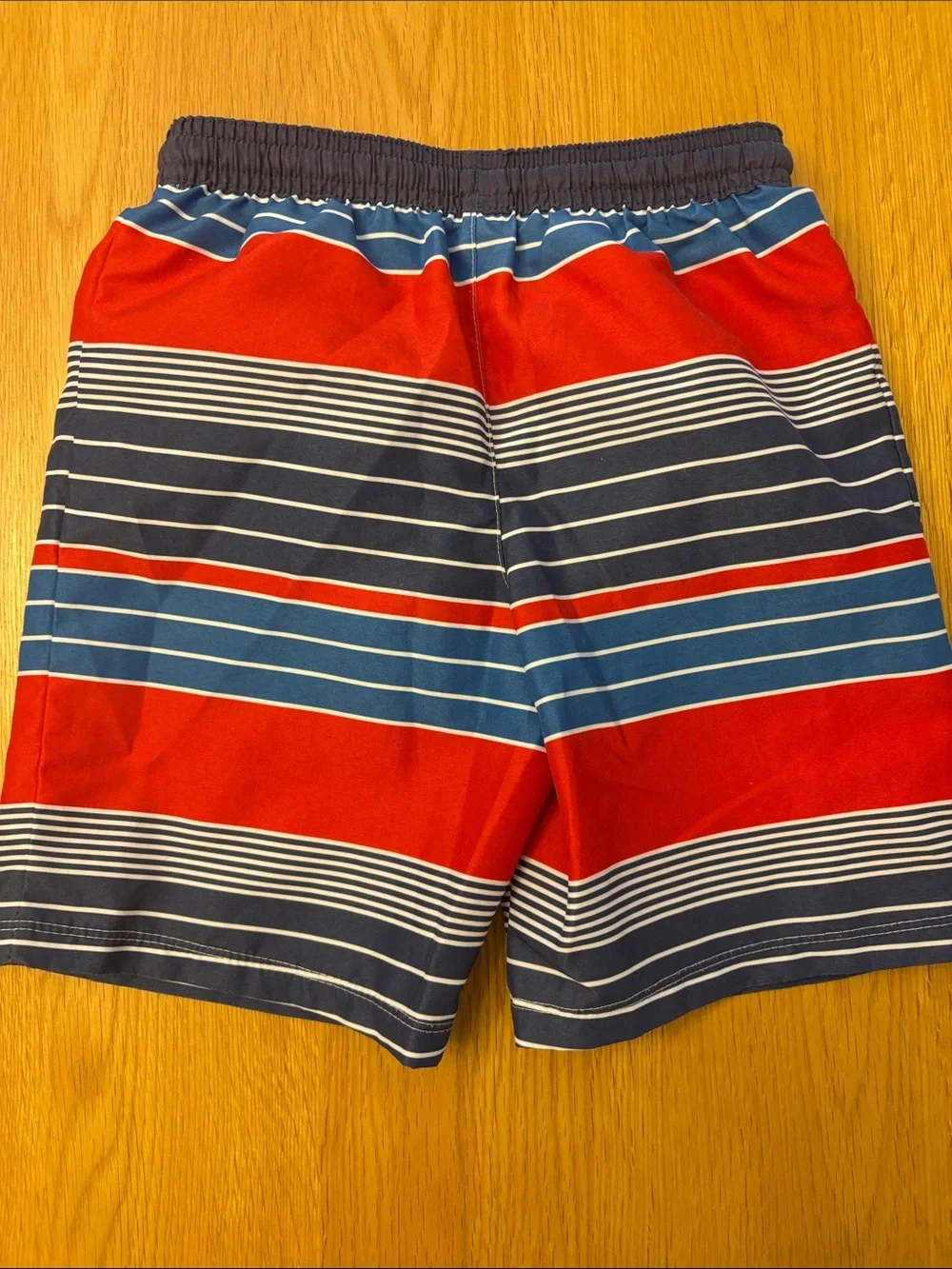 White Company Boys Blue & Red Striped& Navy Paisley Swim Shorts, 2Pack, 4-5 yrs